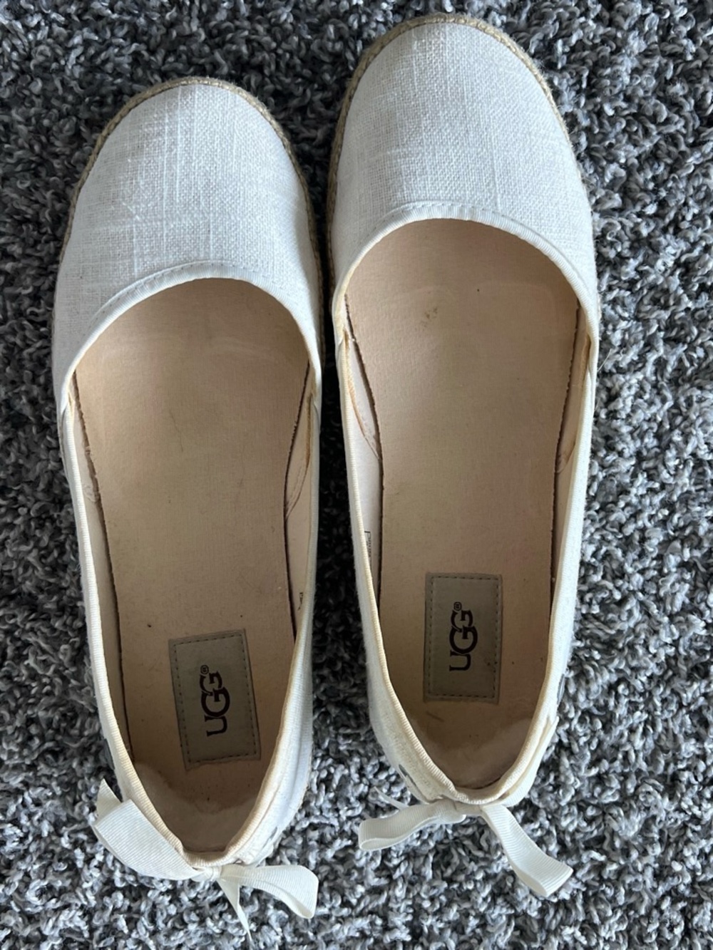UGG Women's Cream Canvas Ballet Flats with Bow